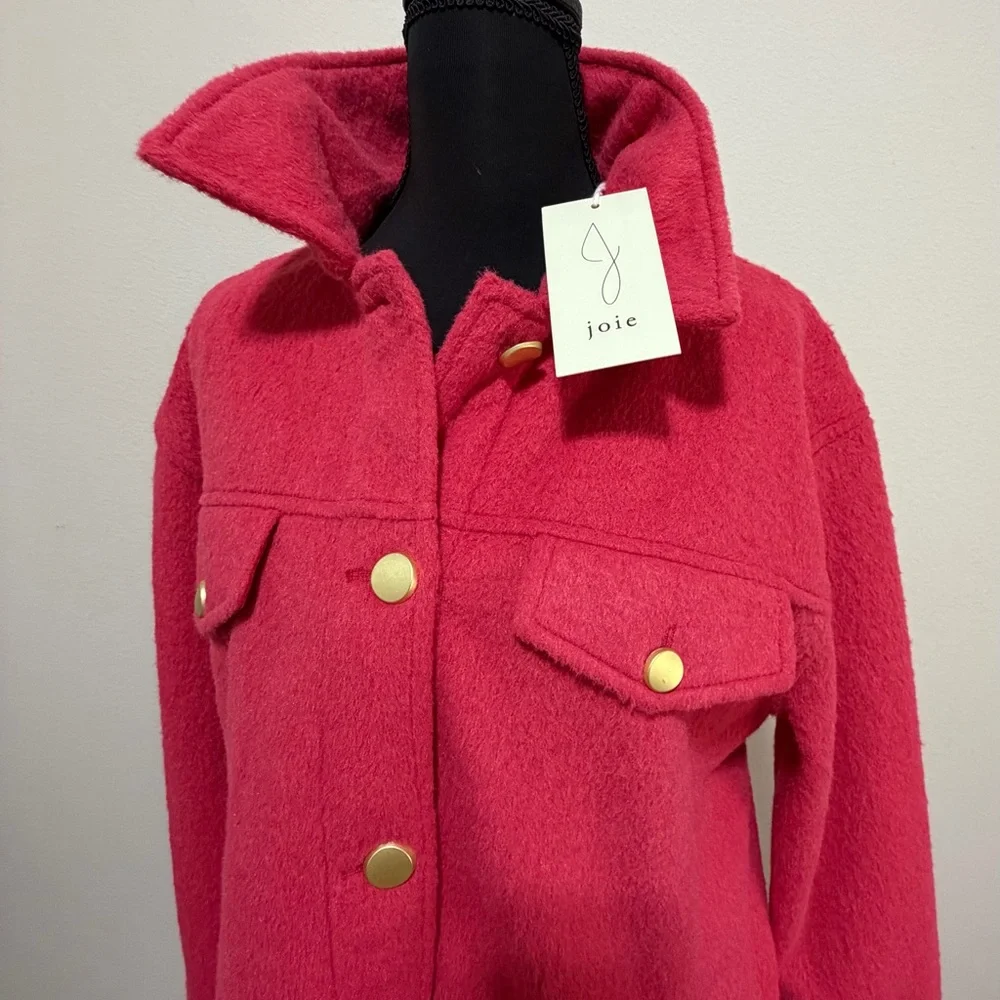 🔥SALE🔥NWT Joie Pink Teddy Jacket with Gold Buttons W2
